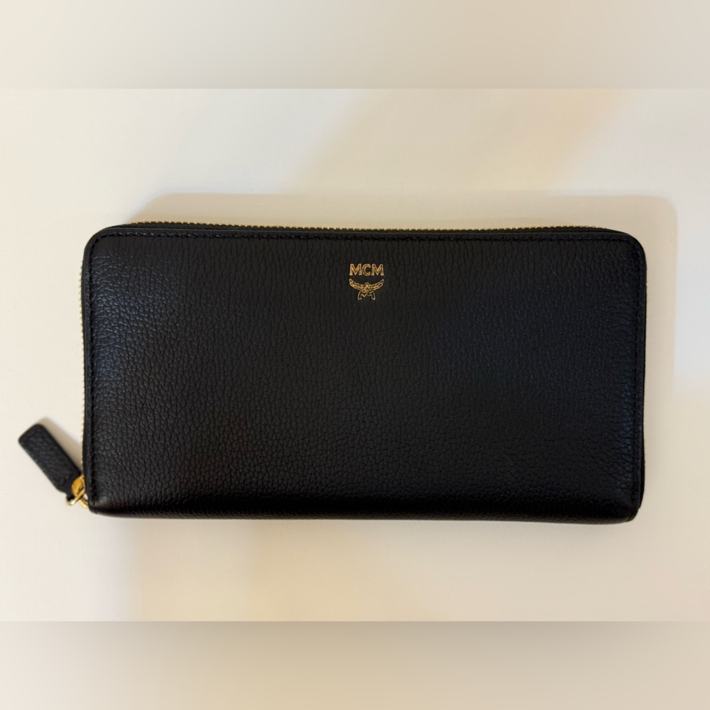 MCM Milla Leather Zip Around Wallet in Grained Leather NWT